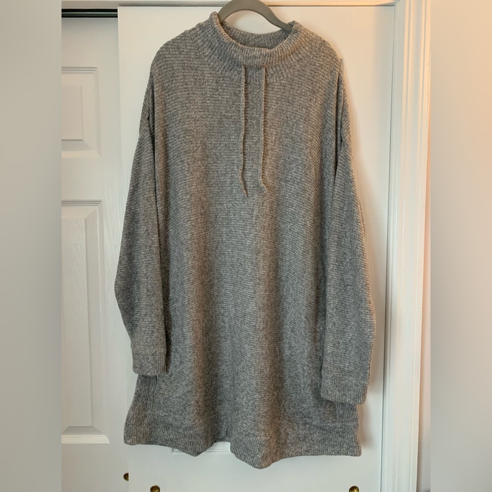 Soft & Cozy Ribbed Gray Sweater Dress